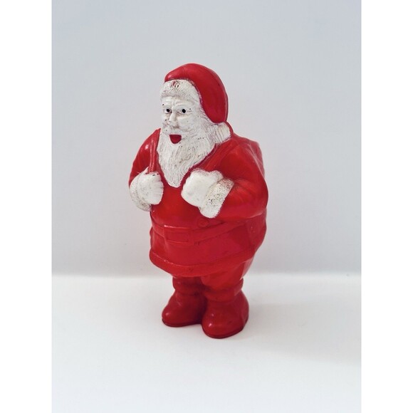 Vtg Christmas Plastic Snow Globe Flocked Santa Reindeer Candy Holder Retro MCM - Picture 6 of 12